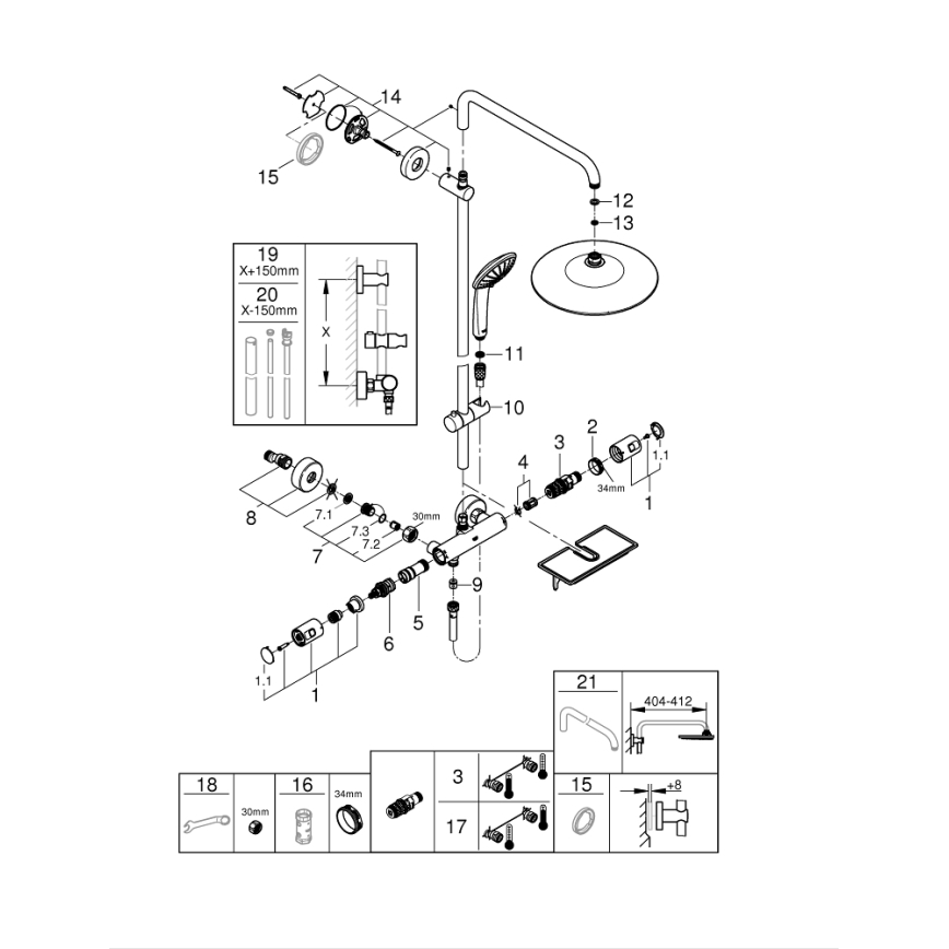 GROHE 26403001 - Tuš sistem VITALIO JOY 260 450 mm sijajni krom