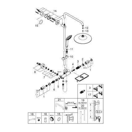 GROHE 26403001 - Tuš sistem VITALIO JOY 260 450 mm sijajni krom