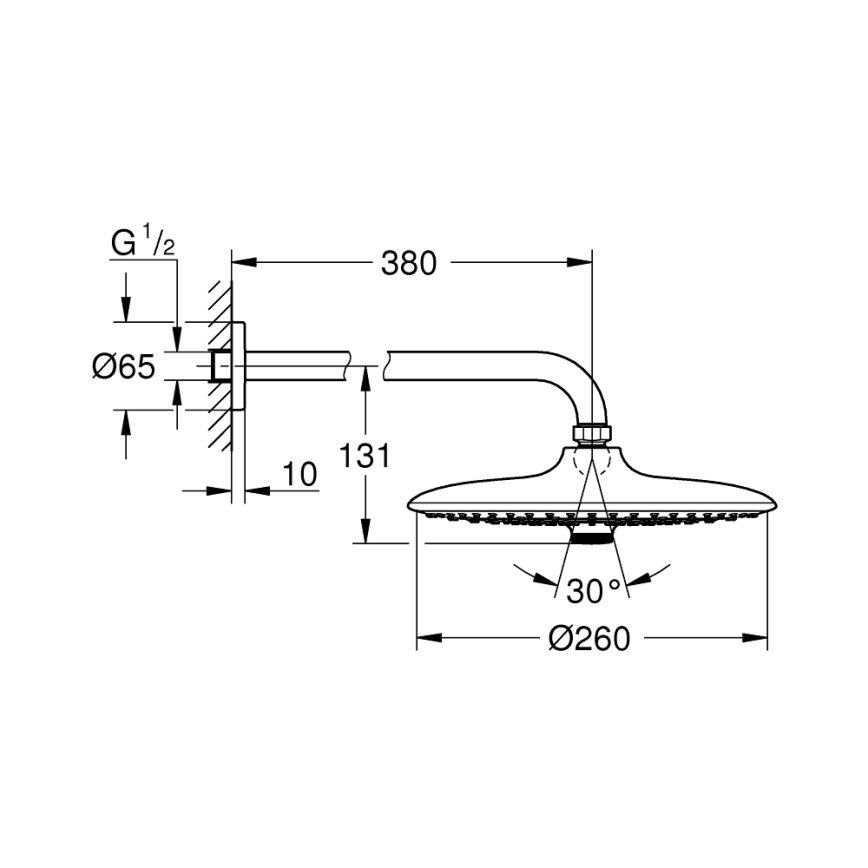 GROHE 26459000 - Glava prhe EUPHORIA 260 380 mm sijajni krom