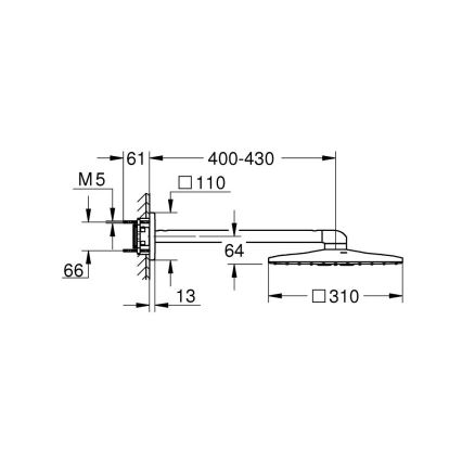 GROHE 26479000 - Tušna glava RAINSHOWER SMARTACTIVE 310 CUBE, sijajni krom