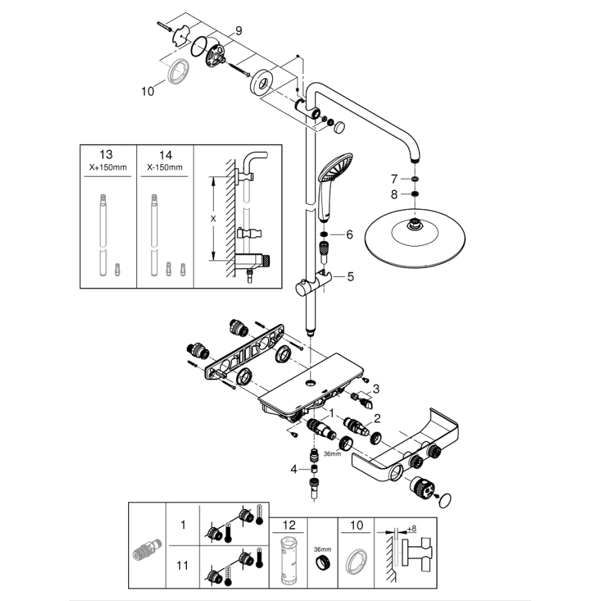 GROHE 26509000 - Tušni sistem EUPHORIA SMARTCONTROL 260 mm sijajni krom