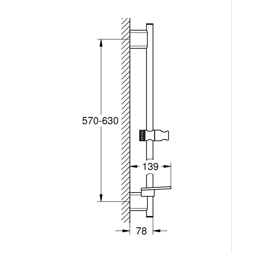 GROHE 26602DL0 - Tušna palica SMARTACTIVE 600 mm, brušena bakrena