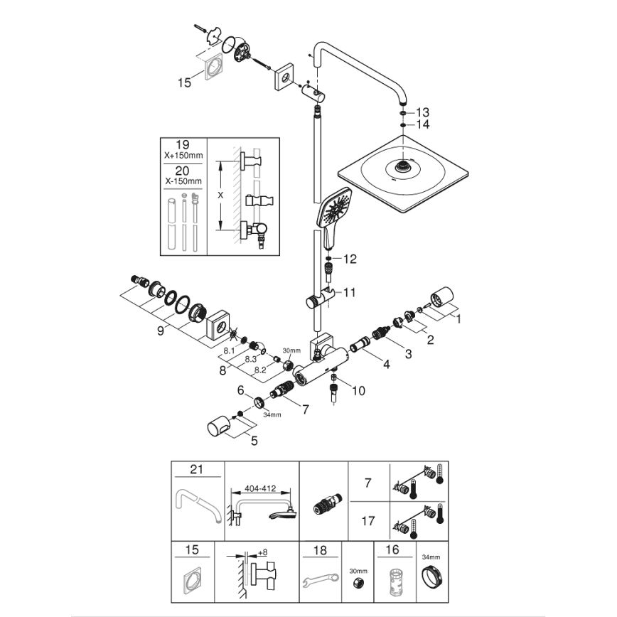 GROHE 26652000 - Tuš sistem RAINSHOWER SMARTACTIVE 310 450 mm sijajni krom