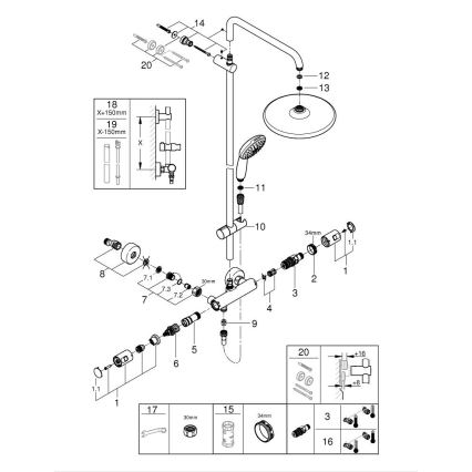 GROHE 26677001 - Tušni sistem VITALIO START SYSTEM 250 sijajni krom