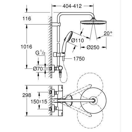 GROHE 26677001 - Tušni sistem VITALIO START SYSTEM 250 sijajni krom