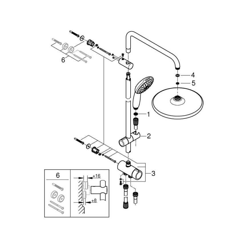 GROHE 26680001 - Tuš sistem VITALIO START SYSTEM 250 390 mm kov, krom