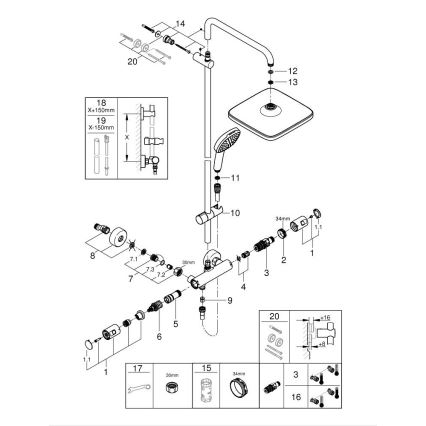 GROHE 266962431 - Tušni sistem VITALIO COMFORT 250 250 × 250 mm črna