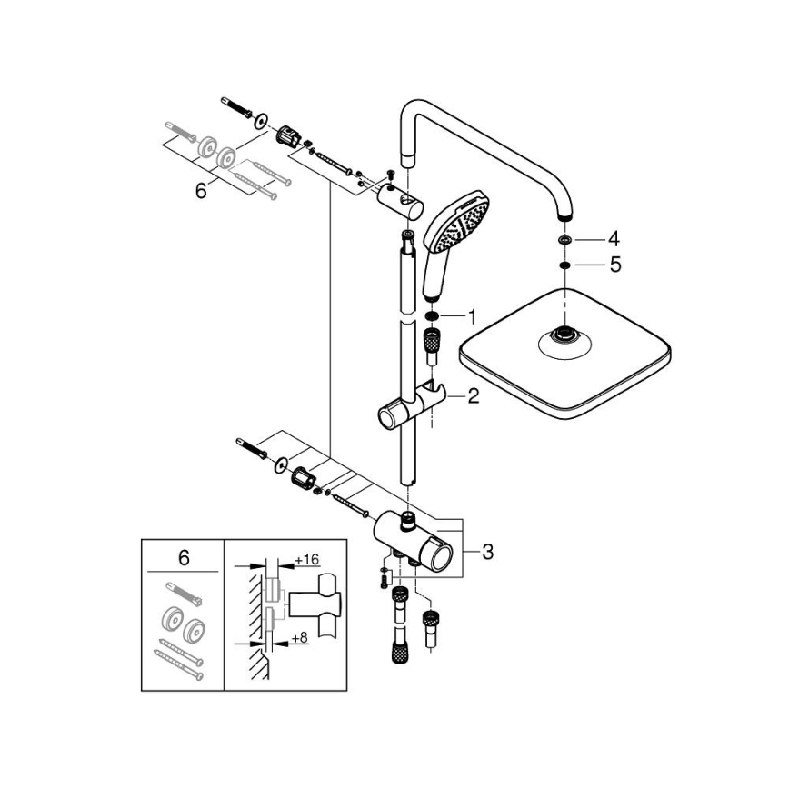 GROHE 26698001 - Tušni sistem VITALIO COMFORT 250 sijajni krom