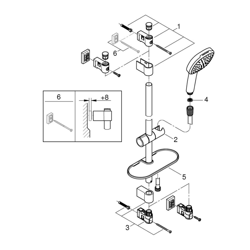 GROHE 26929001 - tuš set VITALIO COMFORT 110, 600 mm, sijajni krom