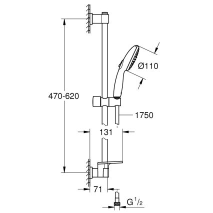 GROHE 26952001 - Tušni komplet VITALIO START 110, 600 mm, sijajni krom