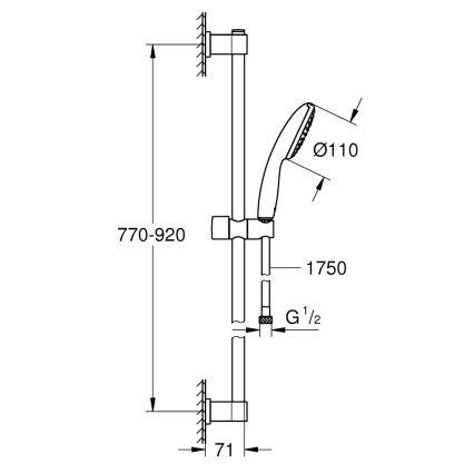 GROHE 26953001 - pršna garnitura VITALIO START 110, 900 mm, sijajni krom