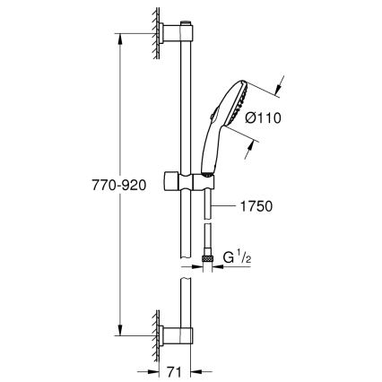 GROHE 26955001 - Komplet za tuš VITALIO START 110 900 mm iz nerjavečega jekla