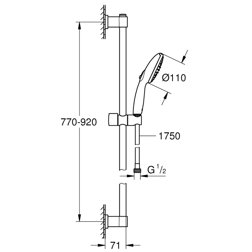 GROHE 26955001 - Tuš komplet VITALIO START 110 900 mm iz nerjavečega jekla