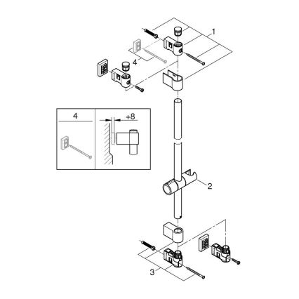 GROHE 26961001 - Tuš palica VITALIO UNIVERSAL 900 mm sijajni krom