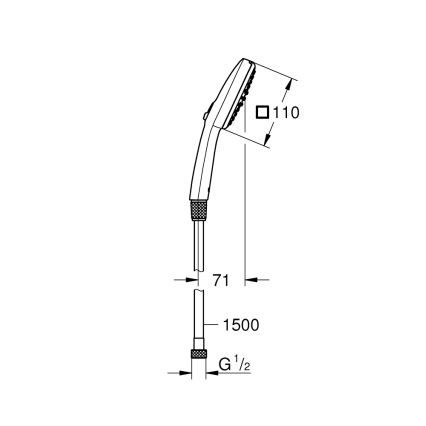 GROHE 26973001 - Ročna prha VITALIO COMFORT 110 110 mm, sijajni krom