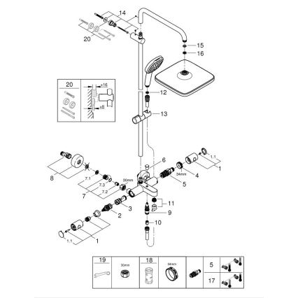 GROHE 269842431 - Tušni sistem VITALIO COMFORT 250 250 × 250 mm črna