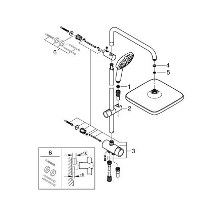 GROHE 26986001 - Tušni sistem VITALIO COMFORT 250 v sijajnem kromu