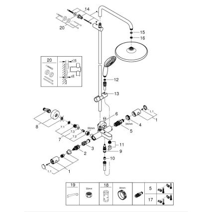GROHE 269882431 - Tušni sistem VITALIO START SYSTEM 250 390 mm črna