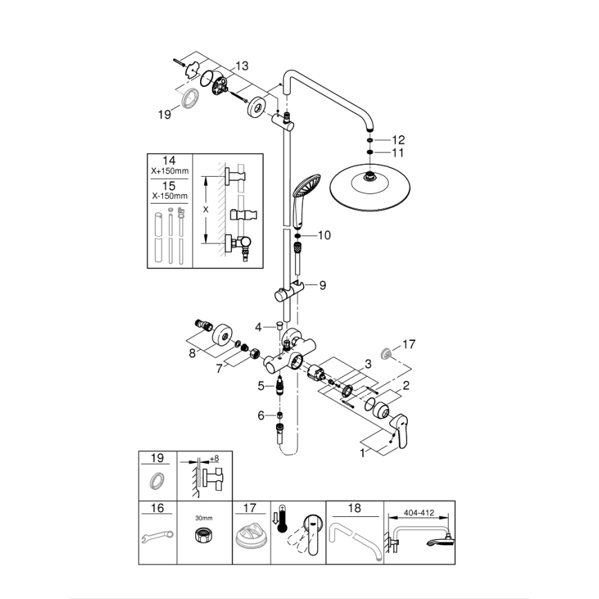 GROHE 27684001 - Tuš sistem VITALIO JOY 260 450 mm sijajni krom