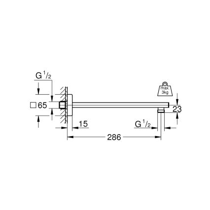 GROHE 27709000 - Stenska roka za prho RAINSHOWER 286 mm, sijajni krom