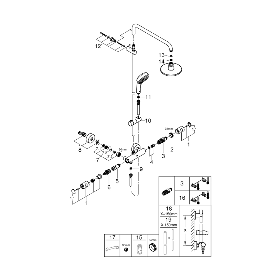 GROHE 27922000 - Tušni sistem TEMPESTA COSMOPOLITAN 160 mm sijajni krom