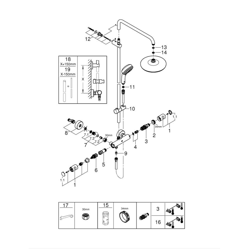 GROHE 27922001 - Tuš komplet s termostatsko armaturo TEMPESTA COSMOPOLITAN 210 sijajni krom