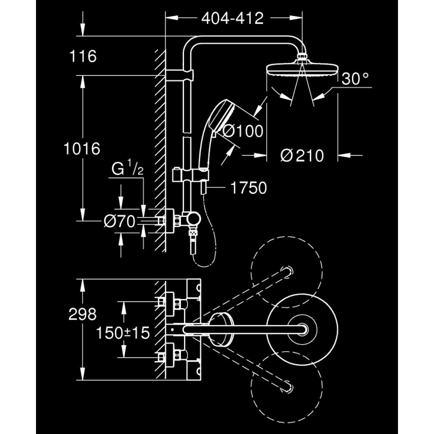 GROHE 27922001 - Tuš komplet s termostatsko armaturo TEMPESTA COSMOPOLITAN 210 sijajni krom