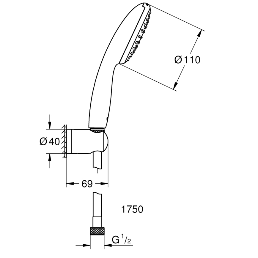 GROHE 27944001 - Komplet za prho VITALIO START 110 110 mm sijajni krom