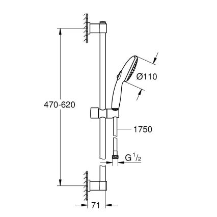 GROHE 279482431 - Tuš komplet VITALIO START 110 600 mm črn