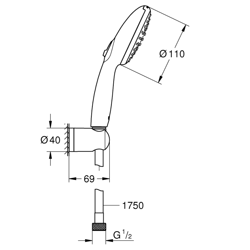 GROHE 279502431 - Komplet za tuš VITALIO START 110, 110 mm, črne barve