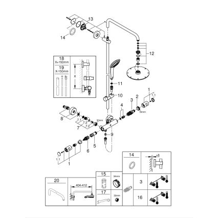 GROHE 27964000 - Sistem za prho EUPHORIA 210 mm sijajni krom