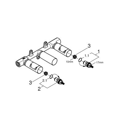 GROHE 29025002 -Univerzalno podometno telo za umivalniško armaturo s tremi odprtinami, medenina