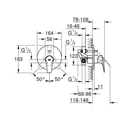 GROHE 29117000 - Kopalniška baterija LINEARE, poliran krom