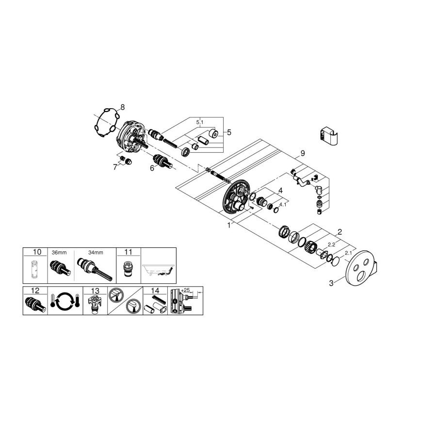 GROHE 29120000 - termostatski vgradni tuš mešalnik GROHTHERM SMARTCONTROL + kromirano držalo