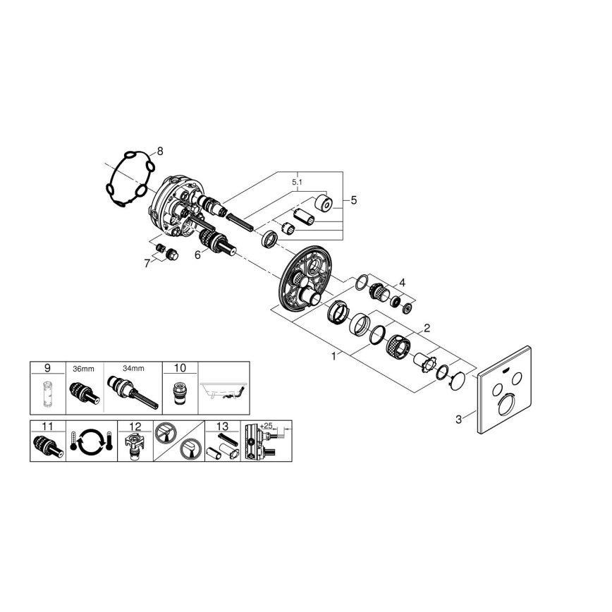 GROHE 29124A00 – termostatska armatura GROHTHERM SMARTCONTROL, grafit