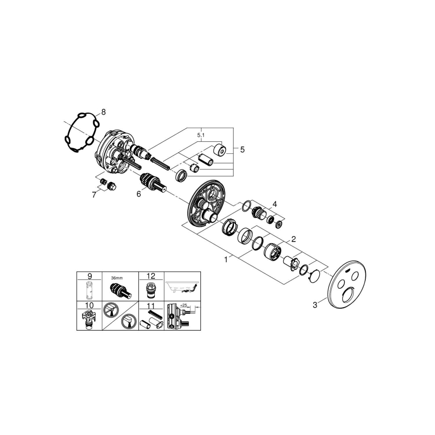 GROHE 29145000 - Pokrov za podometno baterijo SMARTCONTROL, sijajni krom