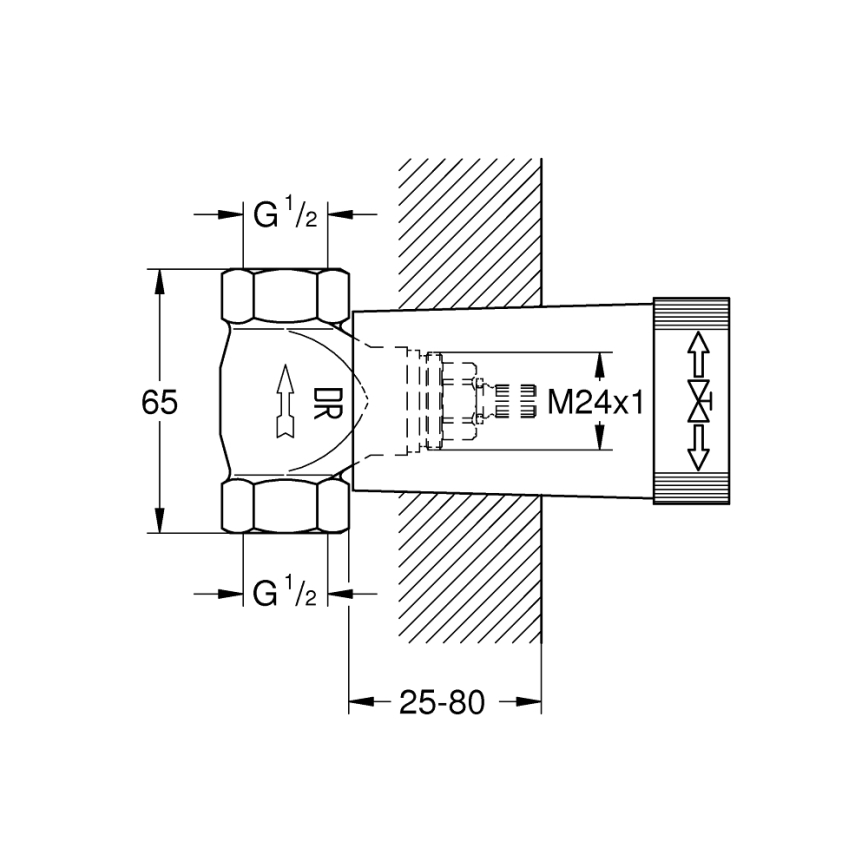 GROHE 29800000 - Spodnji del podometnega ventila DN 15, iz medenine