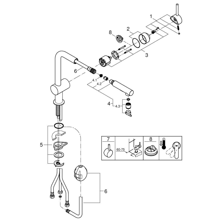 GROHE 30274000 - Kuhinjska armatura z L-izlivom, sijajni krom