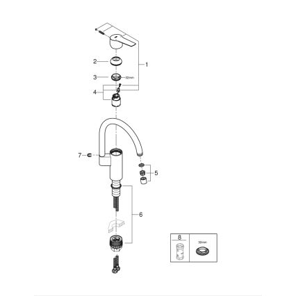 GROHE 30469000 - Kuhinjska pipa START z visokim izlivom, sijajni krom