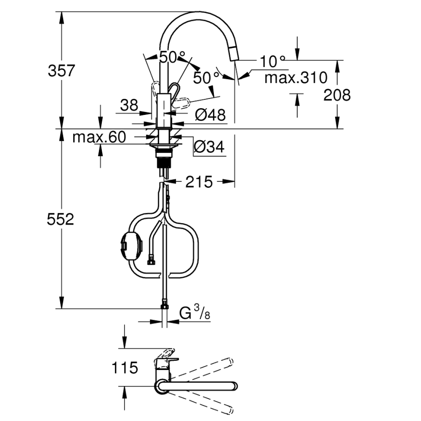 GROHE 30569000 - Kuhinjska armatura START FLOW 357 mm sijajni krom