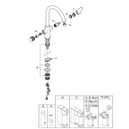 GROHE 30592000 - Kuhinjska armatura BLUE PURE StartCurve 411 mm, visokosijajni krom