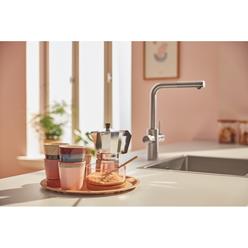 GROHE 30601DC0 - Kuhinjska armatura BLUE PURE z izvlečnim nastavkom iz nerjavečega jekla
