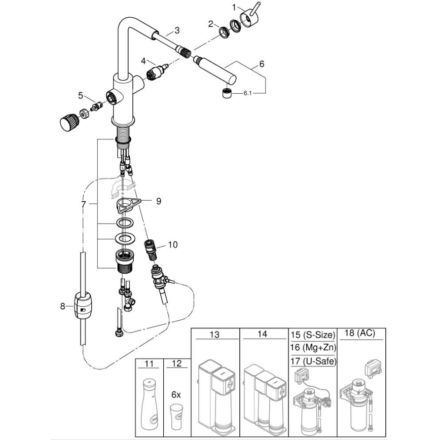 GROHE 30601DC0 - Kuhinjska armatura BLUE PURE z izvlečno prho, nerjaveče jeklo