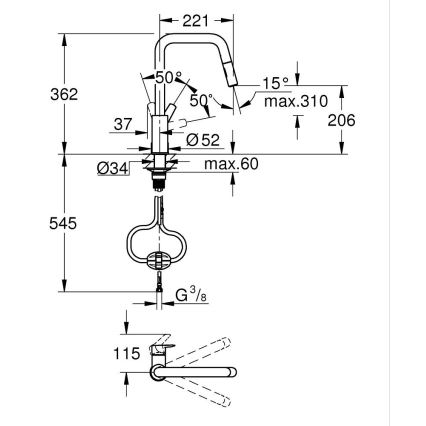 GROHE 306312430 - Pomivalna baterija QUICKFIX START 362 mm črna
