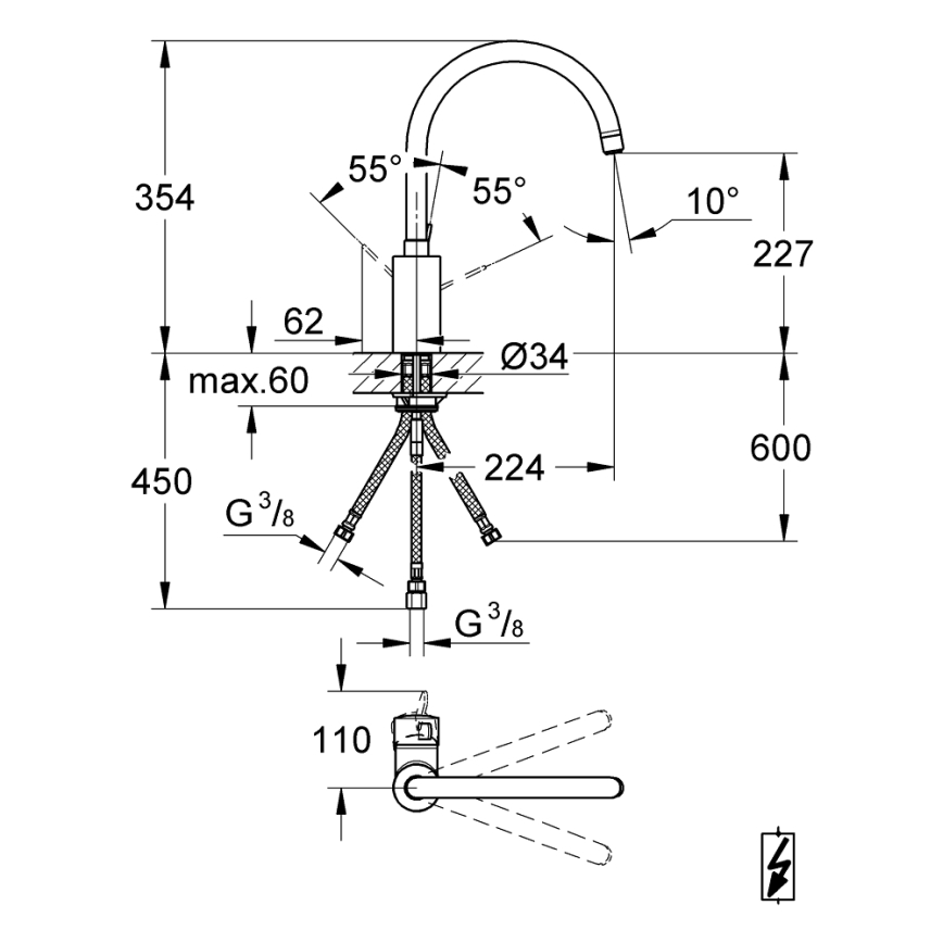 GROHE 31180000 - Kuhinjska pipa EUROSMART COSMOPOLITAN, sijajni krom