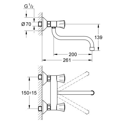 GROHE 31187001 - Stenska pipa za pomivalno korito COSTA L 200 mm, sijajni krom