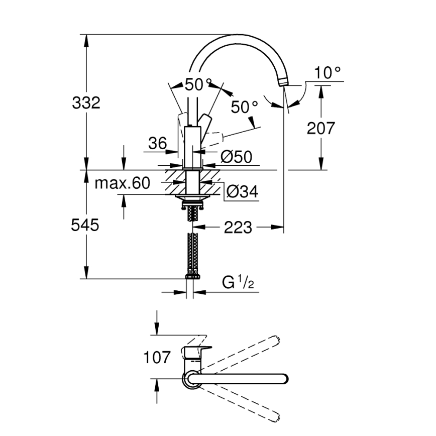 GROHE 31233001 - Kuhinjska armatura START sijajni krom