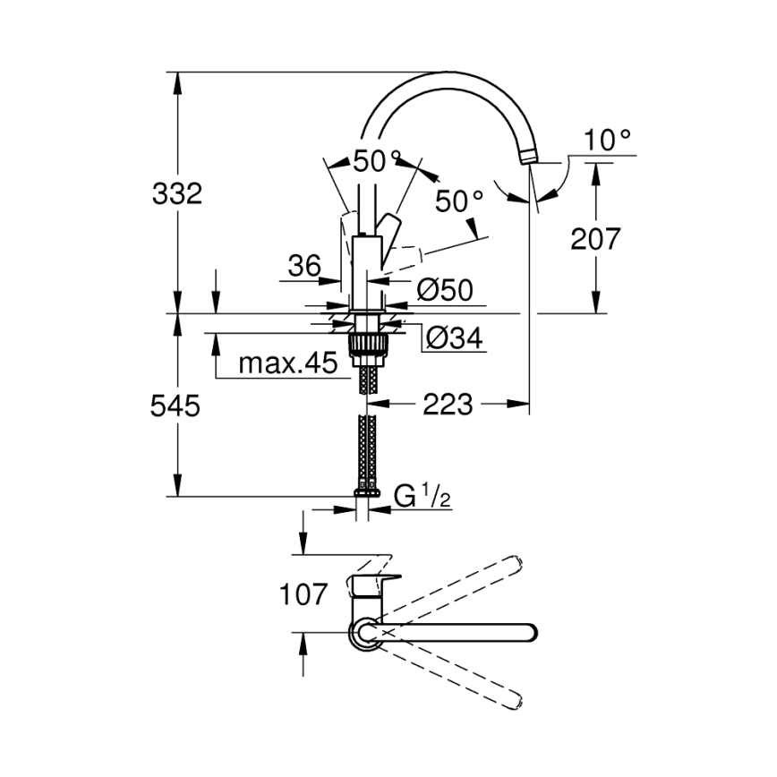 GROHE 31233001 - Kuhinjska armatura START sijajni krom
