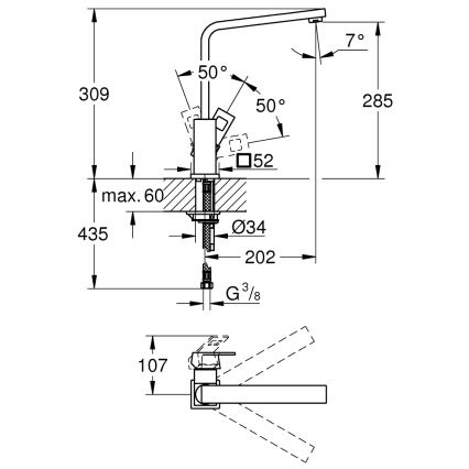 GROHE 31255000 - Kuhinjska pipa EUROCUBE, sijajni krom
