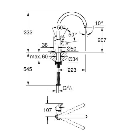 GROHE 31368001 - Kuhinjska armatura BAULOOP sijajni krom
